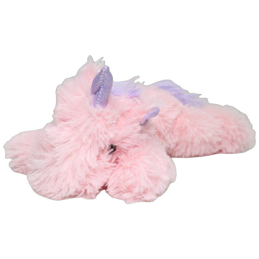 Zotteliges Einhorn mit lila Mähne, rosa