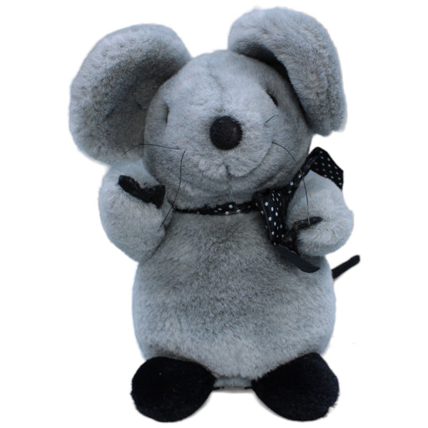 Maus mit schwarz-gepunkteter Schleife, grau