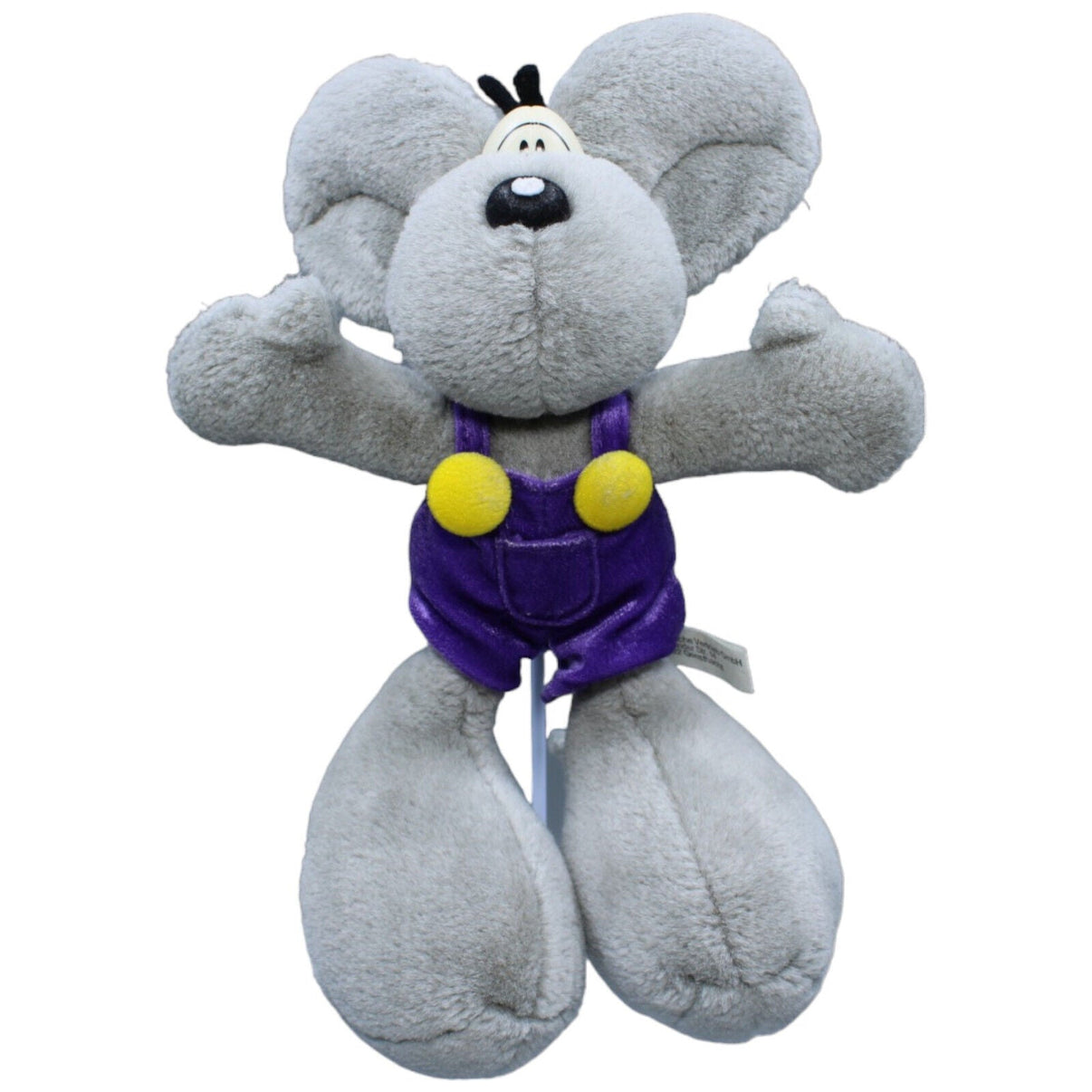 1231619 Diddl Vintage Diddl-Maus grau mit violetter Latzhose Plüschfigur Kumpel Leo Gebraucht