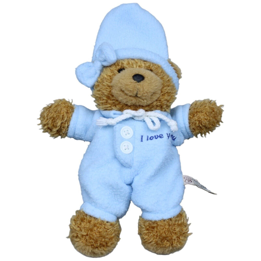 Teddybärin im Schlafanzug "I love you", blau