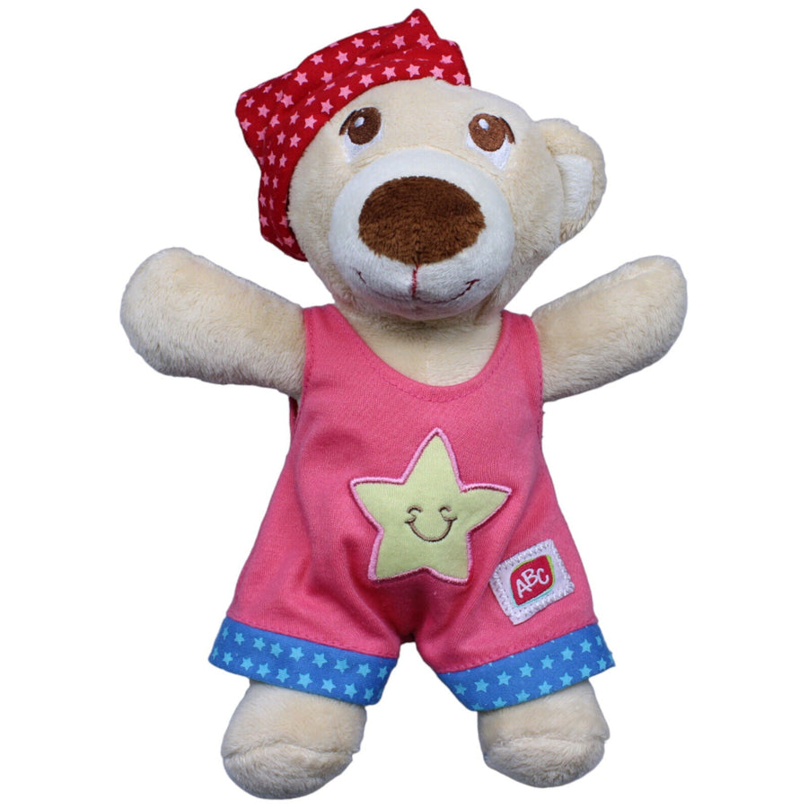 ABC Teddybär mit Schlafmütze, rot/rosa
