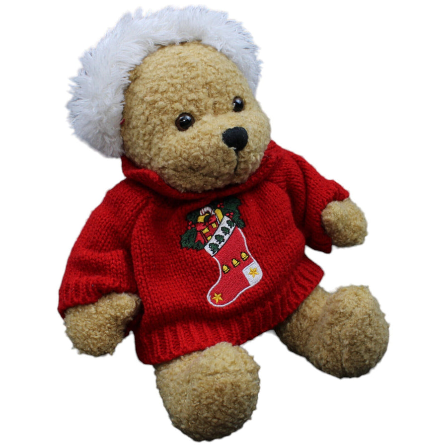 Teddybär mit Weihnachtsmütze & Pullover (Strumpf)