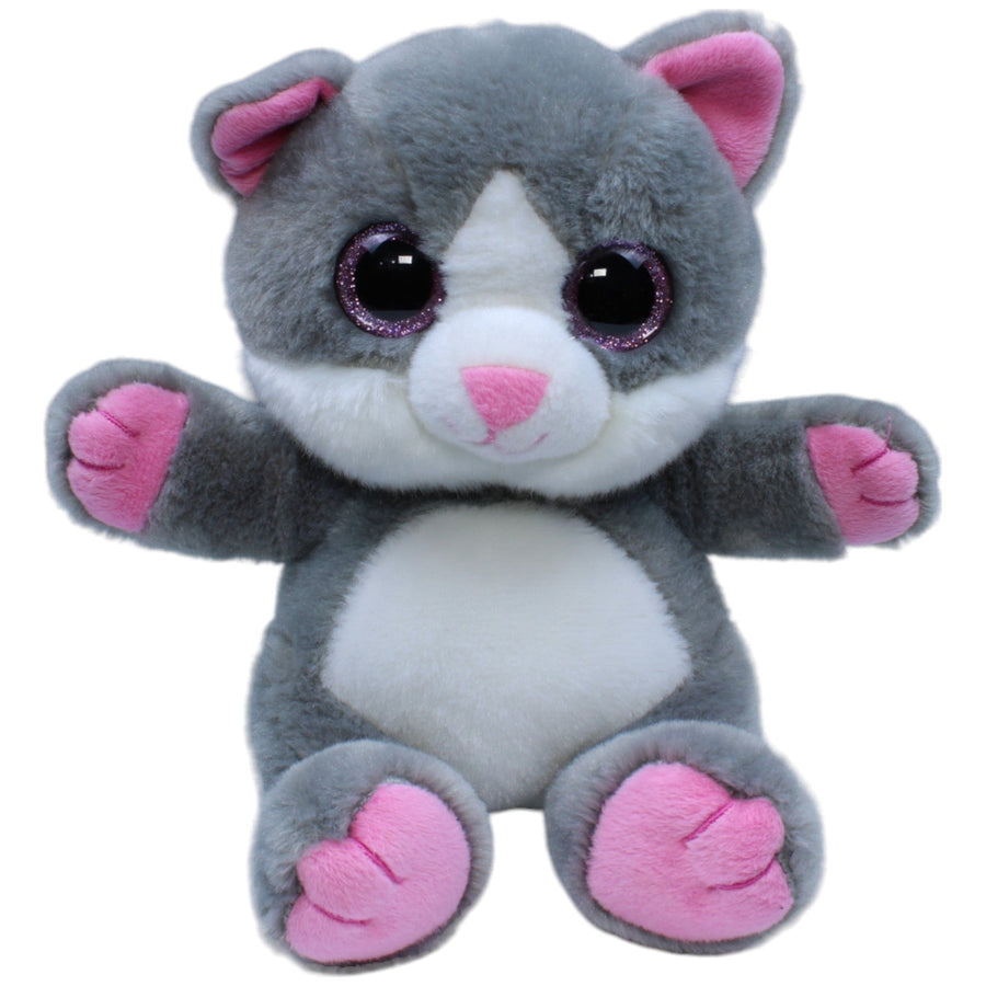 Katze sitzend, grau-rosa