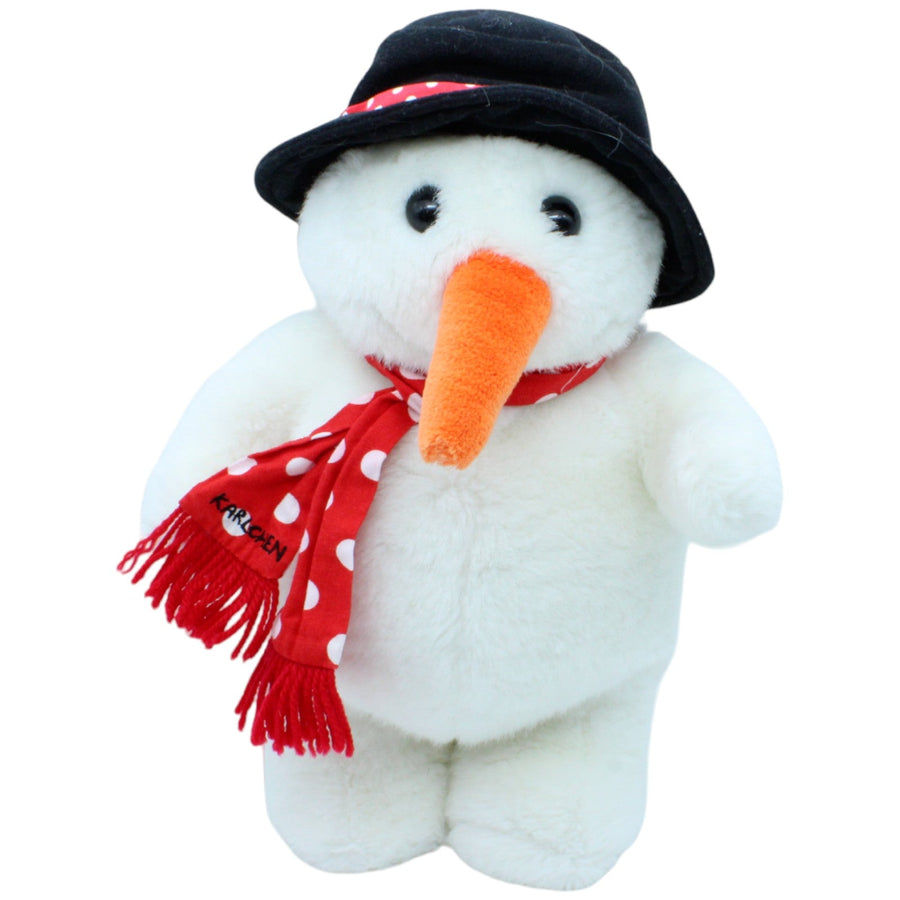 Schneemann Karlchen mit Hut und rotem Schal