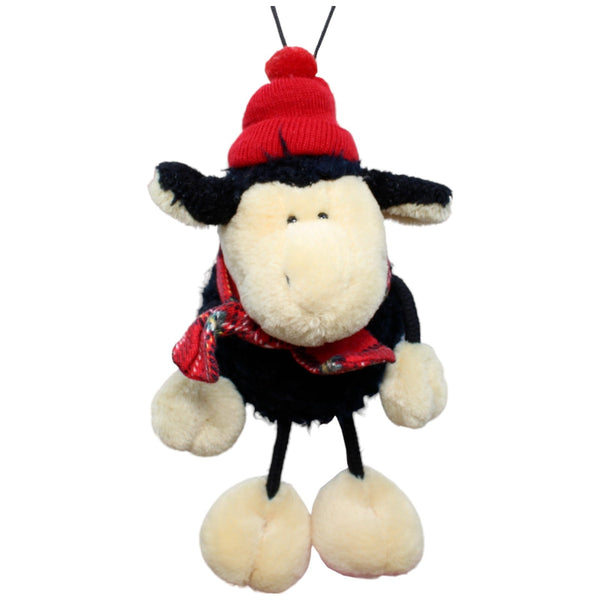 Schlenker Schaf mit roter Wintermütze, schwarz